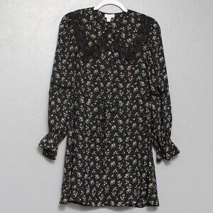 Topshop NWT Collar Detail Tie Waist Mini floral ballon sleeve dress